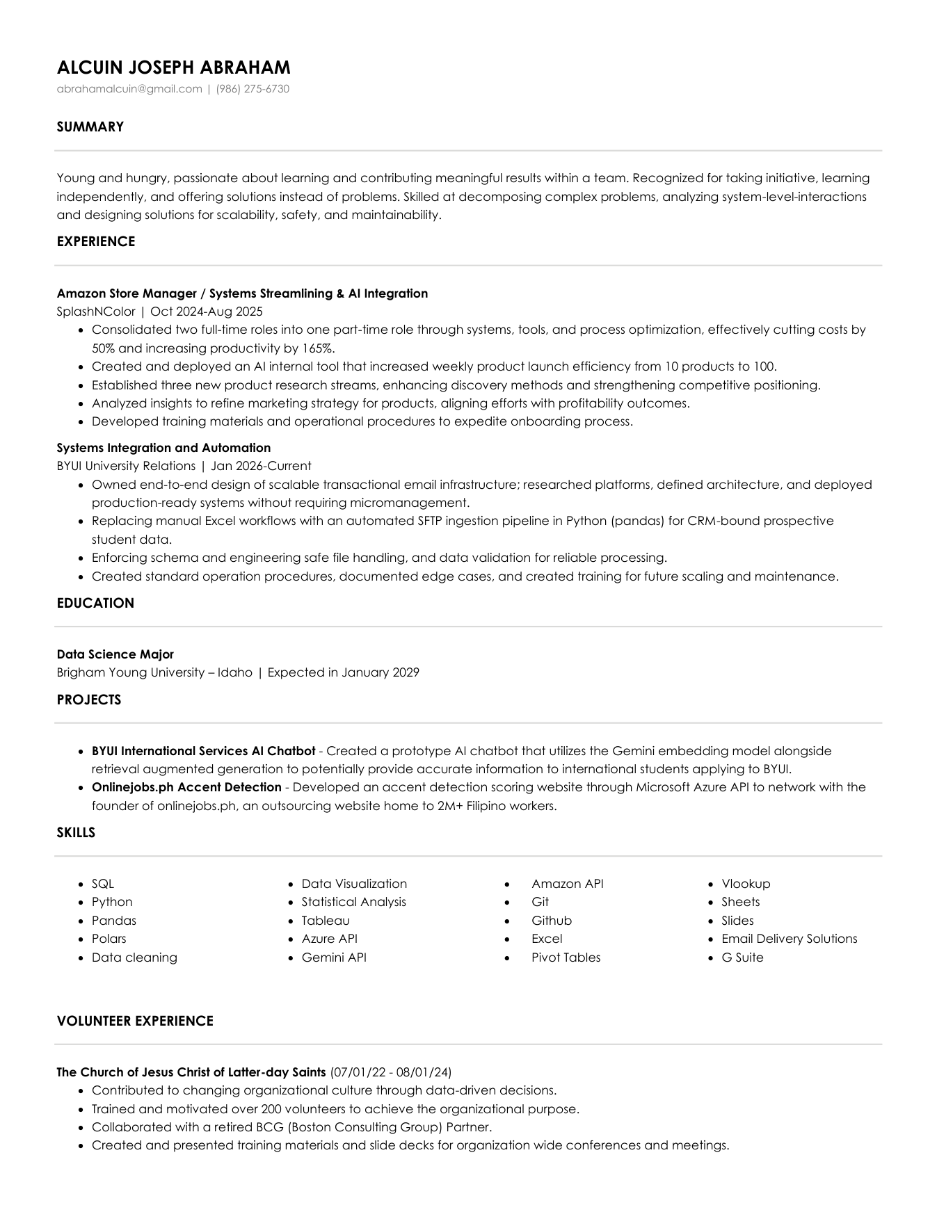 Resume preview page 1